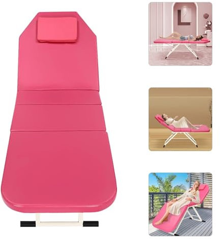 SXTYFBB Massage Bed 3-Fold Beauty Bed Massage Table Portable Cosmetic Bed Adjustable Bed White/Pink/Black With Storage Bag(Pink)