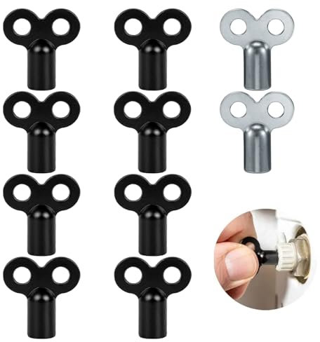 VARKAGE 10er Set heizkörper entlüftungsschlüssel, 5 mm radiator key, heizungschlüßel für Entlüften und Entlüften (Schwarz)
