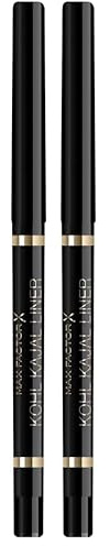 Max Factor Matita Occhi Waterproof Masterpiece Kohl Kajal con Punta Automatica e Texture Ultra Morbida, 001 Black, 0,35 g (Confezione da 2)