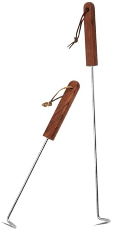 Garneck Ganci per Carne Flipper per Alimenti in Acciaio Inossidabile 2pezzi Antiscivolo e Comodo Impugnatura in Legno per Barbecue per Macelli e Lavorazioni Carni