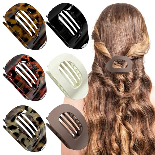 Mollettone Capelli Donna,Fermagli Per Capelli Da Donna,6 Pcs Mollette Capelli - 3 Pinza Capelli In Plastica Leopardate Con Artigli Spessi E 3 Fermagli Per Capelli In Tinta Unita