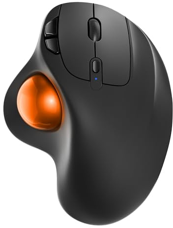 Nulea Trackball ergonomique rechargeable M501 – Contrôle par le pouce, suivi fluide, 3 appareils (Bluetooth/USB), compatible avec PC, ordinateur portable, Mac, Windows (orange pâle)