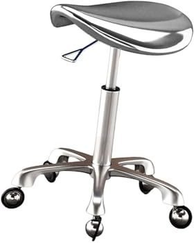 Ergonomisk Sadelpall Med Hjul, Stark Bärförmåga, 360° Snurrstol, For Salong, Hemmakontor, Butik(Silver)