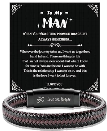 Kenqlot Gifts for Men, Leather Bracelet for Men Husband Boyfriend