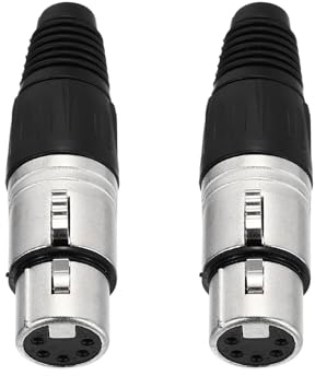 QUARKZMAN 2 Piezas Conector XLR Hembra De 5 Pines, Accesorios De Enchufe De Cable De Micrófono Para Mezcladora, Amplificador De Potencia, Plateado-2.72 Pulgadas