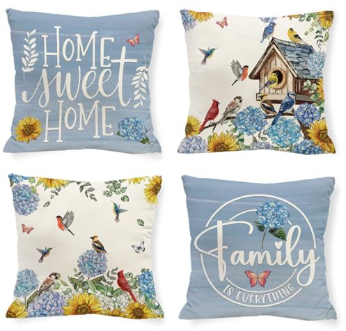 Tikeciti Hydrangea Birdhouse Throw Pillow Covers Spring Summer Home Decor