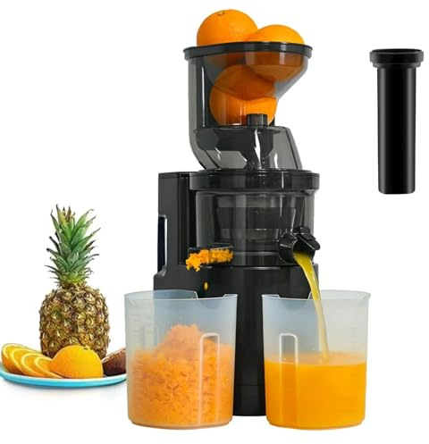 Cold Press Juicer, Professional Juicer Machines 83MM Wide Chute for Whole Fruit and Vegetable, Automatic 500W Slow Masticating Juicer High Juice Yield Extractor, Easy to Clean Juice Maker with 2 Cups
