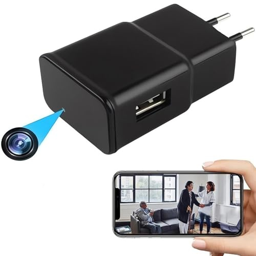 FARONG Mini Telecamera Spia Nascosta, 1080P USB Mini Cameras Caricatore Nascosto Telecamera WiFi Telecamera di Sorveglianza Interna Senza Fili con Rilevamento del Movimento