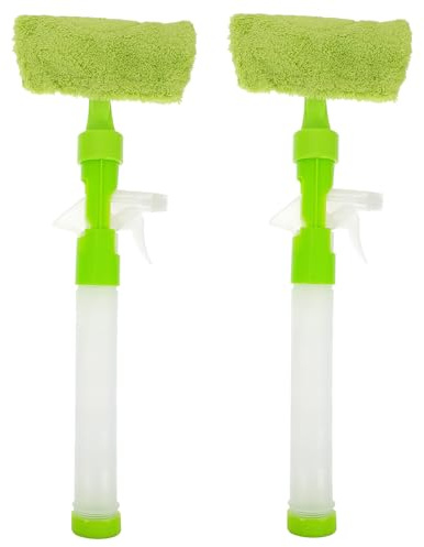 DOITOOL 2pcs Double-Sided Glass Water-Jet Wiper Cleaner, Window Squeegee Tool with Spray Function for Indoor and Outdoor Glass Cleaning, Portable Window Wiper Kit