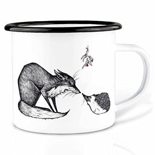 Ligarti® XXL Emaille Tasse (leicht & robust) | Camping Becher handveredelt in Deutschland | Kaffeetasse, Trinkbecher, Emaillebecher
