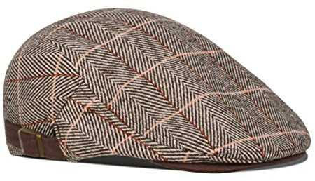 besbomig Mens Tweed Flat Cap Driving Hat Newsboy Cap - Adjustable Fashion Newsboy Irish Beret Hat, Spring Autumn Winter, 55-59CM, Brown