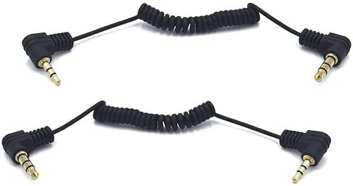 La Brodée 2-Pack Mini Coiled 3.5mm to 2.5mm Audio Cable, 90 Degree 1/8 3.5mm TRS Jack Male to 2.5mm TRS Jack Male Stereo Audio Aux Coiled Cord
