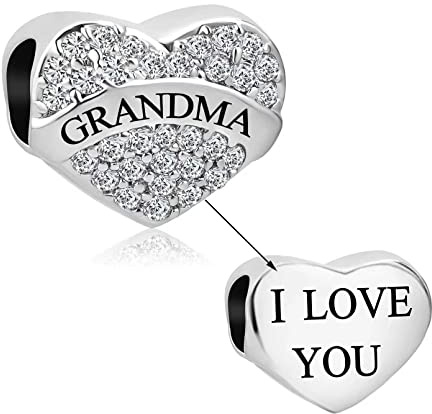 LSxAB Breloque en forme de cœur transparent pour maman, papa, fille, épouse, grand-mère, sœur, compatible avec les bracelets à breloques Pandora, Cuivre, Pas de gemme