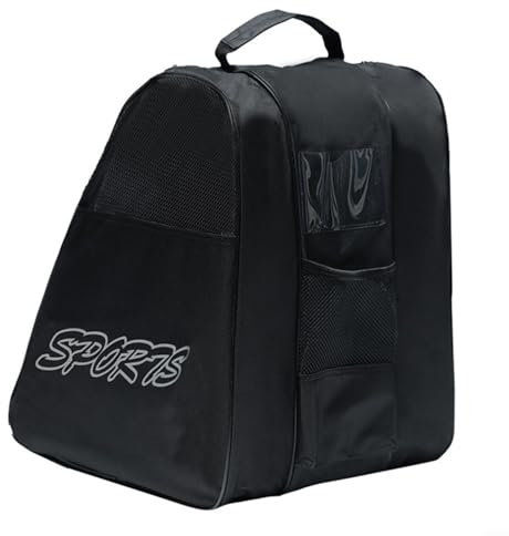 Sileduove Rollschuh-Tasche, Schlittschuh-Tragetasche, Schlittschuh-Tasche mit verstellbarem Schultergurt, für Kinder, Männer, Frauen, Erwachsene (schwarz)