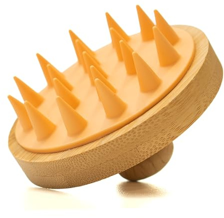 Level Body Mind Soul - Bamboo Silicone Scalp Massager for Hair Growth & Head Massager Brush | Soft and Relaxing Scalp Stimulation | Exfoliating Silicone Hair Scrubber Brushes for Dandruff & Haircare
