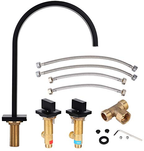 Rubinetto per Acqua Semplice, Rubinetto per Acqua Rubinetto per Lavabo Sottopiano in Rame Rubinetto per Acqua Calda Fredda Nera Accessori da Bagno Opachi