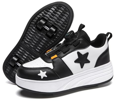 Rullskor för pojkar och flickor, rullskridskor för barn med 4 hjul, indragbara sneakers, 2-i-1 rullskridskor, multifunktionella sneakers, rullskridskor