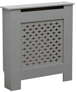 Home Source Radiator Cover Wooden Wall Cabinet Shelf Decorative Grill, Grey, Small 78cm