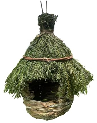 Bird Nest Grass Wicker, Bird Nest for Cage Decoration, Hand-Woven Bird House, Bird Nest Home Garden, Grass Mesh Bird Nest for Budgies, Tits, Sparrows and Other Small Birds Used