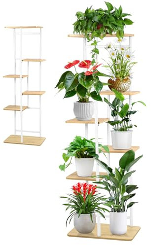 SenDeluz 6 Etagen Pflanzenständer, 106cm Hoch Blumenständer Metall Pflanzenständer Innen Außen Multifunktional Pflanzenregal Blumenregal für Balkon Terrasse Garten Deko