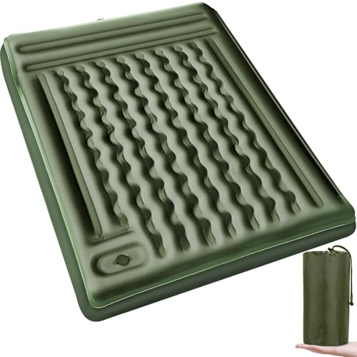 Airminti Matelas Autogonflant 2 Personnes 12cm – Tapis de Camping Gonflable Double avec Pompe à Pied et Oreillers, Matelas d’Extérieur Ultraléger et Épais pour Trekking, Randonnée et Bivouac