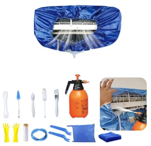 Kit de limpieza para aire acondicionado split ZSPLIT-MAIR, bolsa de limpieza para aire acondicionado split, kit de limpieza para aire acondicionado split（ 15pezzi,Azul oscuro）