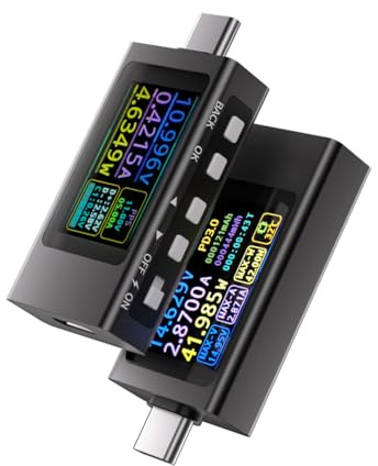 USB C Tester Power Meter DC 3.3-36V 0-12A Digital Voltmeter Type C Voltage and Current Tester PD QC 2.0 3.0 Fast Charging Protocol Detection Trigger Meter Battery Capacity Power Bank Cable Charger