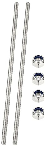 PATIKIL 304 Stainless Steel Fully Threaded Rod with Nuts M12x400mm 2 Pcs | Right Hand Long Thread Bar Studs,for Pipes Clamps Hangers U-Bolts