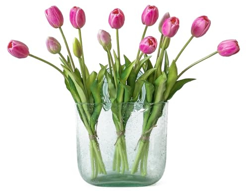 DUYONE 15 st konstgjorda tulpaner, mjuk känsla. realistiska latextulpaner, bukett, för hem, kontor, bröllopsfest, trädgårdsdekor, falska blommor för bordsdekoration, matbord, vardagsrum, vår-B