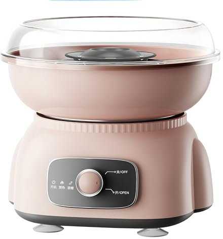 Candy Floss Machine, 500W Electric Cotton Candy Maker with Splash Prevention Bowl One-touch Start, Heat Dissipation Base for Weddings, Family Gatherings, and Birthday Parties pink