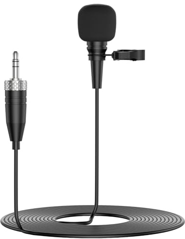 Professional Unidirectional Super Cardioid Lavalier Lapel Microphone - Compatible with Sennheiser Wireless Bodypack System (3.5mm Female Screw Plug)