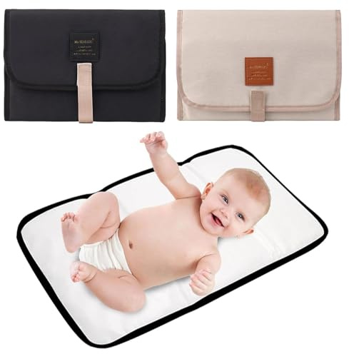 DAVBNM 2 Pcs Portable Baby Changing Mat, Foldable Nappy Changing Pad, Waterproof Foldable Baby Changer Pads, Lightweight, Wipeable, Skin-Friendly Fabric, Suitable for Home and Outdoor Use