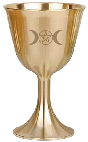 Bägare, trippelmåne-pentagram kopparbägare för ceremoniell vinaltar-religiös dekoration