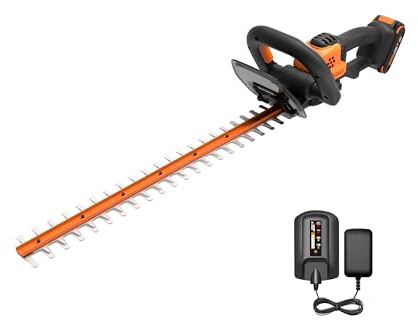 WORX 22 Cordless Hedge Trimmer, Electric Hedge Trimmer with Dual-Action Blades, Lightweight Bush Trimmer with 5.5 LBS, Battery & Charger Included, WG261