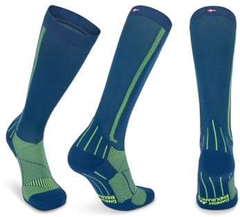 Abgestufte Kompression Socken für Männer & Frauen EU 39-42 // UK 6-8 Blau/Neon Gelb - 1 Paar