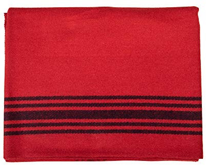 Couverture en laine de style militaire Épais et légères Pour camping camp Grandes couvertures de survie pour voiture randonnée randonnée et festivals de plein air Rouge avec rayures bleu marine.