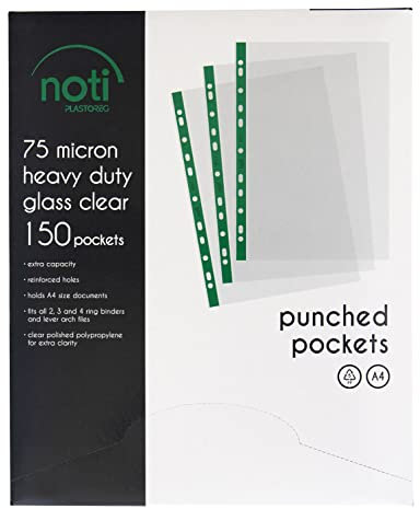 Klarsichtthüllen, 150er Pack, glasklar, für DIN A4, dicke Qualität 0,075 mm, XL Größe für bis zu 40 Blatt, oben offen, Prospekthüllen, Sichthülle für Ablage Ordner, in praktischer Spenderbox