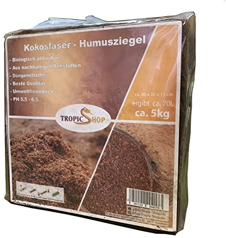 TropicShop kokoshumus Substrat en fibre de coco - Terreau de coco modulable - Convient comme terreau pour plantes d'intérieur - Substrat de coco pour terrarium - Terre de coco - Terre de coco - Humus