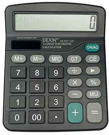 Gvolatee Taschenrechner, Tischrechner mit 12-stelligem großem LCD-Display, Mini-Taschenrechner Standardfunktion, Tischrechner mit großen Tasten, für Büro, Zuhause und Schule, Schwarz