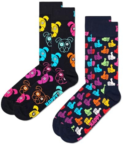 Happy Socks Unisex 2-pack Classic Dog, Mehrfarbig, 41-46 EU