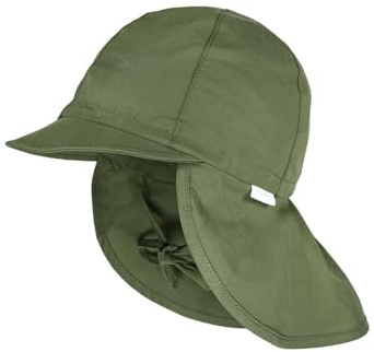 maximo Uni Mini Kindercap Baumwollcap Sonnencap Sommercap Nackenschutz Strandcap Kinder - mit Schirm Frühling-Sommer Sommer - 51 cm dunkeloliv
