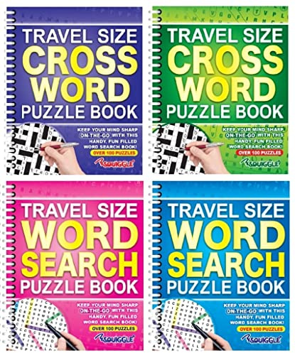 BG Wiro Travel Size A5 Wordsearch Sudoku Crossword Puzzle Books, Set of 4 - Choose Your Set (SET 3)