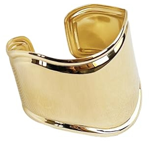 MAJALE - Pulsera Dorada Mujer y Hombre - Brazalete Bone Cuff Dorado - Brazalete Ancho Dorado de Puño - Estilo Bohemio en Tendencia - Pulsera Rigida abierta ajustable (oro)