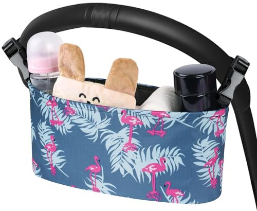 Vicloon Kinderwagen Organizer, Organiser Pram Bag with Removable Buckle, Universal Pram Organiser, Children's Buggy Organiser for Carrying Drinking Bottle/Wipes/Nappies/Baby Accessories, Blue