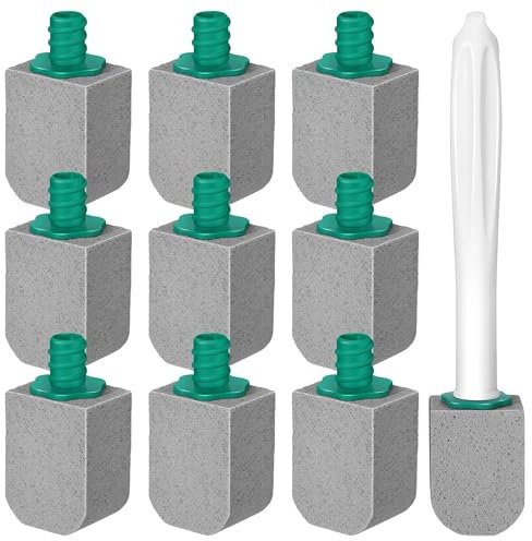 KEAGAN 10PCS Pumice Stone Toilet Bowl Cleaner with Extra Long Handle, Pumice Cleaning Stone, Replaceable Toilet Bowl Cleaner Toilet Brush, Cleaning Stones for Limescale Deposits Kitche (Grey)
