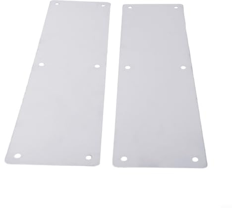 Placa de protección de puerta de acero inoxidable cepillado – 2 placas de empuje para puerta interior o exterior (300 mm x 80 mm con agujeros)