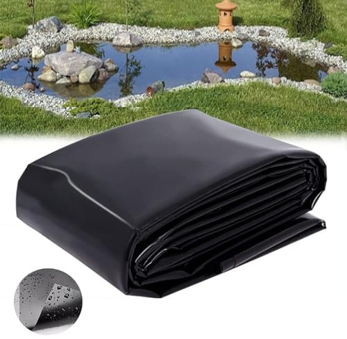 Strapazierfähige schwarze Teichfolie, 1,5 x 5 m, langlebige Gartenteichplane für große Fischteiche, Springbrunnen, Wassergarten und Wasserfall, wasserdichte Teichfolie, Membran für den Außenbereich