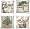 AMFUN 4er Set Kissenbezug Weihnachten, Leinen Dekokissen, 45x45cm Weihnachten Kissenbezug, Dekorative Kissenhülle mit Schneemann Rentier Handschuhe Muster für Sofa Couch Schlafzimmer Wohnzimmer