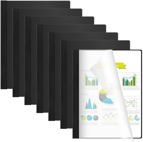 MotiMind Thermobindemappen, 21,6 x 27,9 cm, Briefgröße, 2,5 cm Rücken für 240 Blatt, transparente Vorderseite, Papierrückseite, geeignet für Schulen, Büros, Präsentationen, Schwarz, 10 Stück