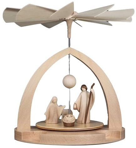 Holyart Piramide Natalizia Legno patinato Bicolore Val Gardena Natività Aram con Pecora